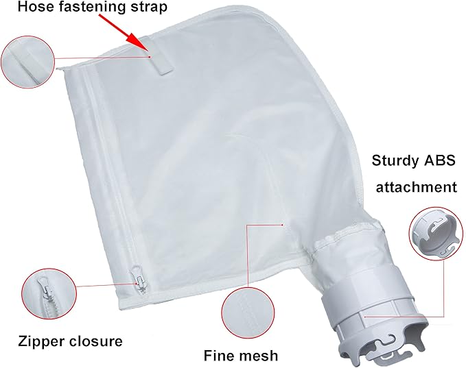 ATIE Pool Cleaner Fine Mesh Bag with Zipper Enclosure, Compatible with Pentair Kreepy Krauly Legend, Platinum, Letro Pool Cleaners Debris Bag 360002 and EU16 Bag