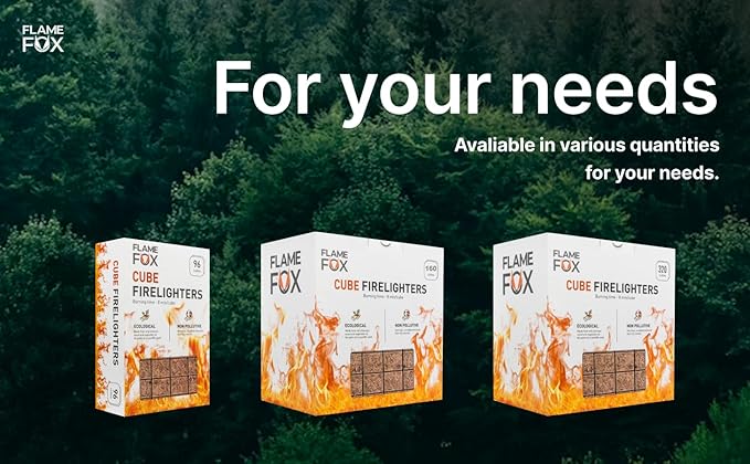 Flamefox Fire Cubes 160pcs - Quick Lighting Fire Starter for Fireplace, Wood Stove, BBQ, Camping - Easy Ignition, Long & Clean Burning, Weather Resistant Fire Lighter