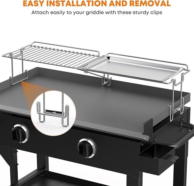 Stanbroil Griddle Warming Rack and Tray for 28" Blackstone Griddle - Foldable Cooking Grate BBQ Accessories Compatible with 28" Blackstone Griddle (Not Work with Hood)