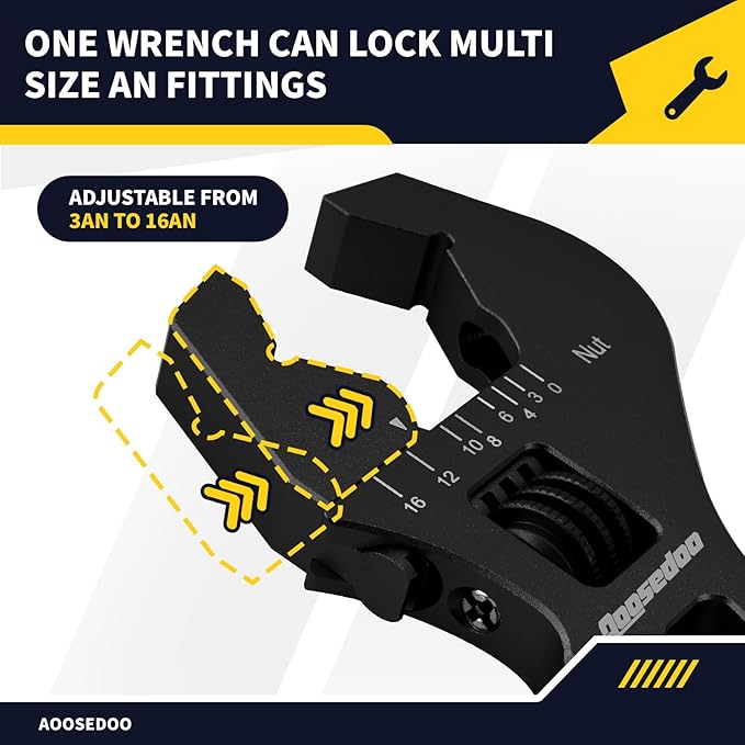 Adjustable AN Fittings Wrench AN Wrench for AN Hose Fitting Adapters AN Fitting Tool 3AN-16AN Lightweight Aluminum Black. With a Double Hose End Fitting Wrench 6AN Socket-AN8 B-nut Blue