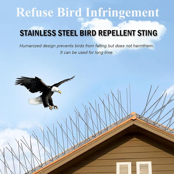 Bird Spikes,10 Piece Stainless Steel Bird Spike,13 inches Heavy Duty Pigeon Deterrent Spikes for Roof, Window, Fence,Waterproof Outdoor Birds Repellent for Woodpeckers Sparrows Seagulls