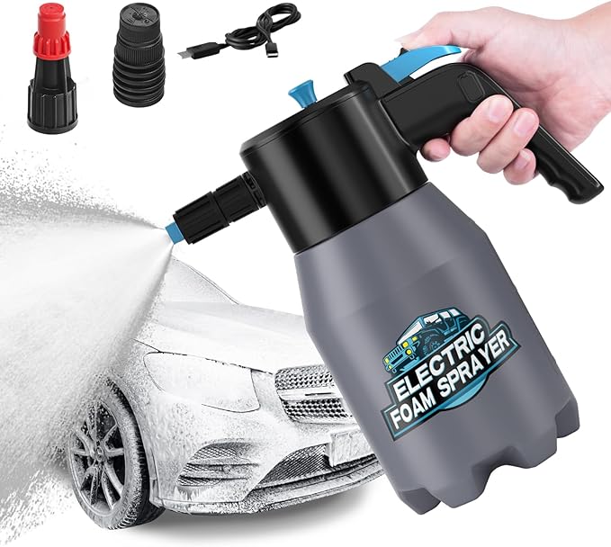 aokway Foam Sprayer Car Wash, Electric Foam Sprayer, Car Soap Foam Pump Sprayer for Cleaning Detailing Portable Cordless Handheld Foam Cannon（Dark Gray）
