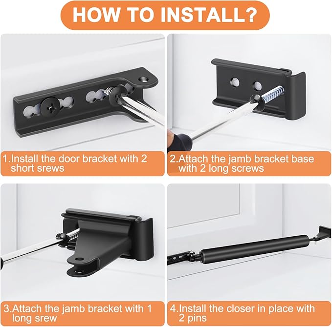 Storm Door Closer Bracket, Reinforced Repair Jamb Bracket Compatible with Andersen Emco, Larson, Pella, 40201 Door Repair Kit, Protecting Doors from Damage from Strong Winds (Black)