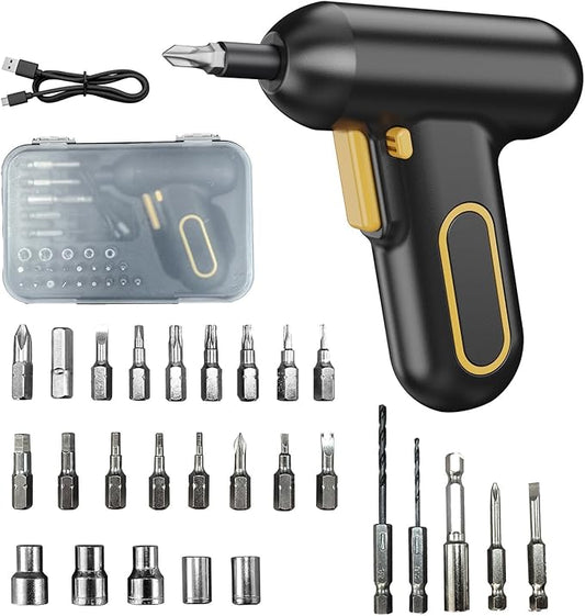 29 PC Hi-Spec Electric Screwdriver Set, 3.6V Cordless, 5N.m Torque, USB-C Rechargeable, 220RPM, Lightweight for Women & Seniors, Home DIY Projects