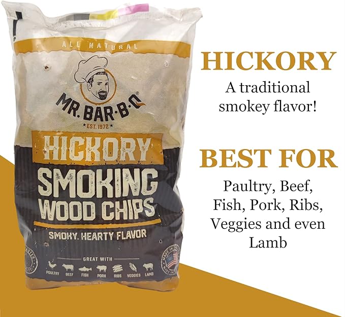 Wood Smoker Chips Bundle of 3 Flavors - Apple, Mesquite & Hickory Wood Chips by Mr. Bar-B-Q, Can be Used on Gas & Charcoal Grill, Variety of Flavors for Smokers, Grilling, BBQ, Camping(3 x 1.8 Lb Bag)