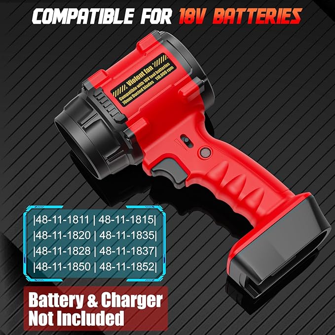 Rozlchar Electric Cordless Leaf Blower Compatible for Milwaukee 18V Batteries(No Battery), Variable Speed Handheld Turbo Blower with Powerful Motor, Portable Dust/Snow Cleaner for Lawn, Patio