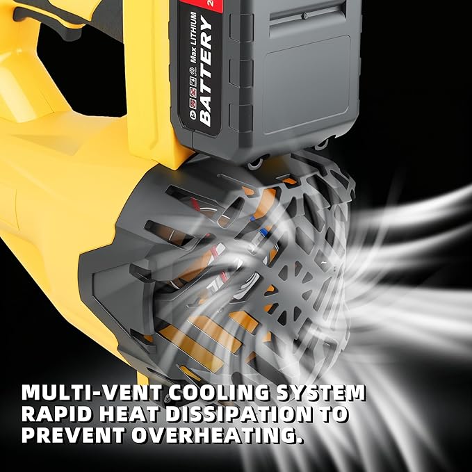 6-Speed Modes Cordless Leaf Blower 21V,200MPH High-Velocity Electric Blower,Lightweight for Dry/Wet Leaves,Lawn Debris,Garage and Driveway Cleaning,Yellow