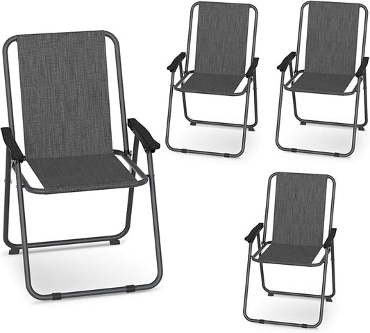 UDPATIO Patio Folding Chairs Set of 4, Lightweight Portable Patio Chairs with Sturdy Steel Frame Textilene Fabric, Black