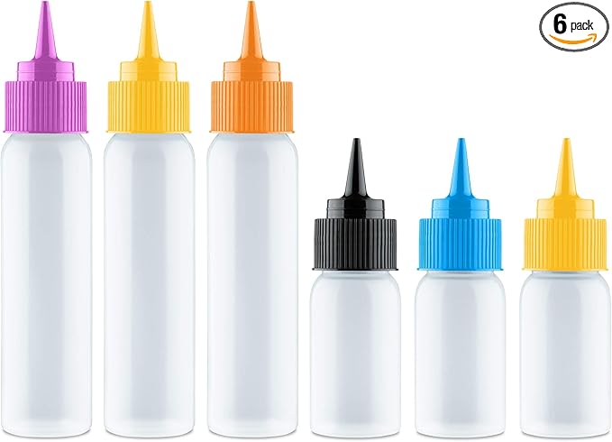 Free Hand Writer Bottles - 6 Easy Small Squeeze Bottles - 3 Each (1 and 2 Ounce) - Cookie Cutters, Cake and Baking Decoration, Food Coloring & Royal Icing Supplies for Writing (6 bottles)