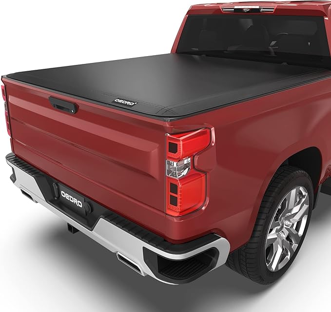 oEdRo Soft Roll Up Truck Bed Tonneau Cover Compatible with 2019-2025 Chevy Silverado 1500 / GMC Sierra 1500 New Body Style, 5.8ft Bed