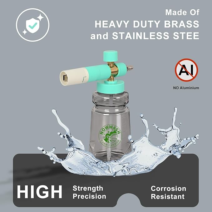 Foam Cannon with Foam Economizer for Pressure Washer, Soap Cannon with 1/4" Quick Connect & Adjustable Nozzle for Car Wash, Universal Fit for Most Liquid Bottles, Additional 1.1 mm Orifice Nozzle