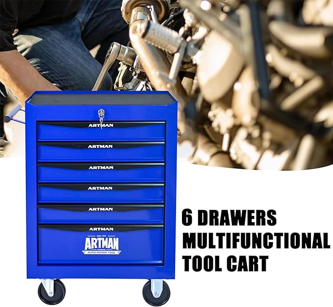 6 Drawers Tool Cart on Wheels, Multifunctional Rolling Tool Box, Drawers Rolling Trolley Organizer Tool Storage Chest for Warehouse,Garage,Workshop,Repair Shop (6 Drawers-30.5" H)