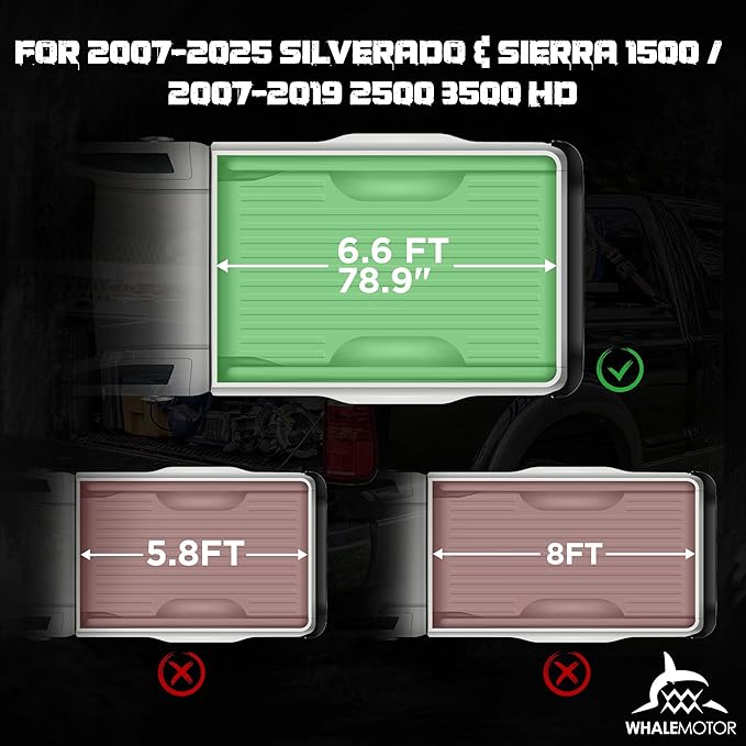 Truck Bed Tonneau Cover Compatible with Chevy Silverado & GMC Sierra 1500(2007-2025) 2500 3500 HD(2007-2019) 6.6 ft Standard Box(NO CarbonPro Bed), Soft Folding(Quad Fold) Style