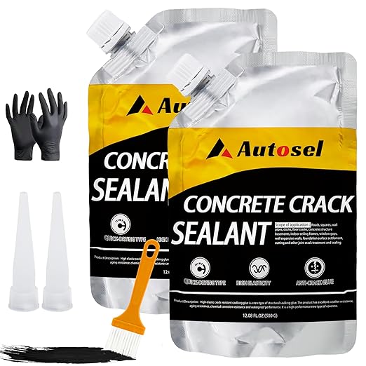 Concrete Crack Filler, Pro Cement Crack Filler, Asphalt Crack Filler Waterproof Repair Sealant, Self-Leveling Driveway Crack Filler, Quick-Drying Sealing Adhesive, Crack Filler for Asphalt Black-2 Pcs