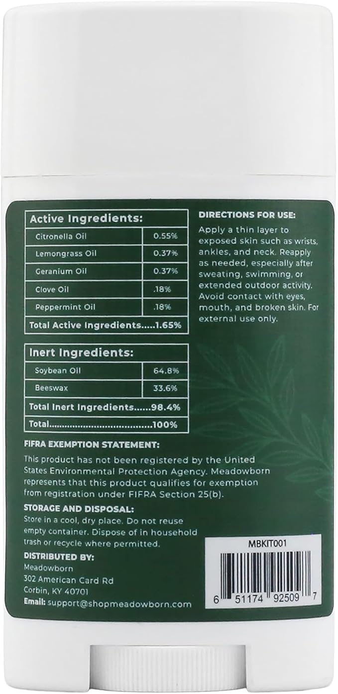 Botanical Bug Balm, DEET-Free Mosquito Repellent, Plant-Based, Natural Ingredients, Organic Glide-On Stick 2oz Large (Pack of 2)