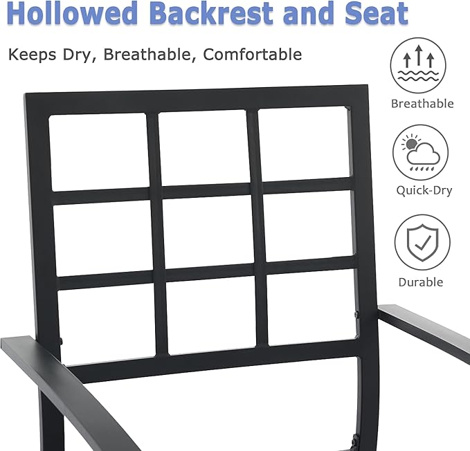 Outdoor Dining Chairs Set of 4, Metal Frame Stackable Patio Dining Chairs with Armrest, Wrought Iron Patio Bistro Chairs for Lawn, Backyard, Garden, Porch
