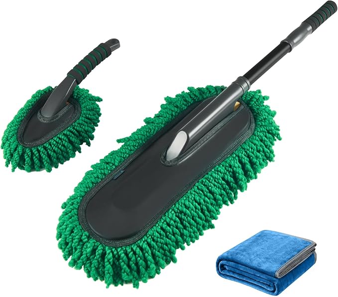 FLORICH Large Microfiber Car Duster Kit, Extendable Car Duster Exterior Scratch Free, Car Cleaning Brush Car Interior Detailing Kit, Car Cleaning Supplies for Cars RV Truck Boat
