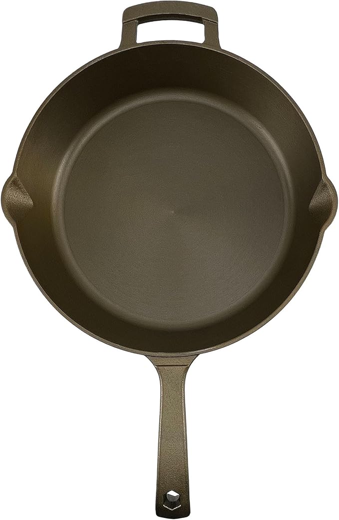 Big Kitchen x Old Mountain Exclusive Pre-Seasoned Cast Iron Skillet Smooth Polished Cooking Surface Frying Pan Nonstick Oven Safe Grill & Stovetop Friendly Cookware (12)
