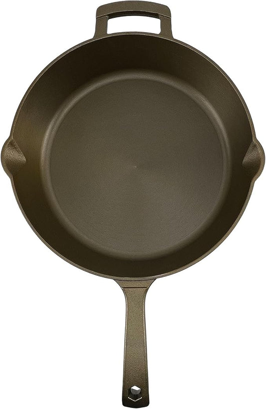 Big Kitchen x Old Mountain Exclusive Pre-Seasoned Cast Iron Skillet Smooth Polished Cooking Surface Frying Pan Nonstick Oven Safe Grill & Stovetop Friendly Cookware (12)