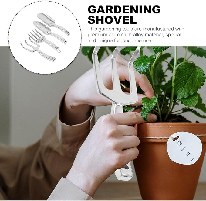 Multi-Purpose Garden Tool with Ergonomic Handles Includes Large Shovel Measured Trowel Rake Cultivator for Flower Planting Soil Loosening Digging and Outdoor Gardening Tasks