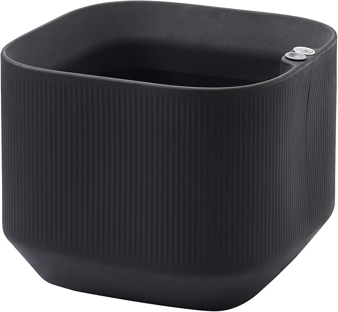 Crescent Garden Modular Self-Watering Plant Box with TruDrop Water Level Indicator, Indoor/Outdoor, Small Modern Box Planter for Herbs, Flowers, Peace Lily, Houseplants - 20"x20"x16"H (Caviar Black)