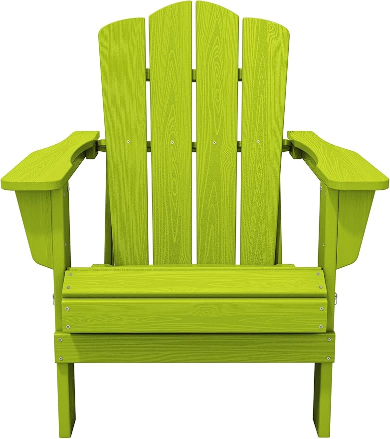 KINGYES Folding Adirondack Chair Set of 2, HDPE All-Weather Folding Adirondack Chair, Apple