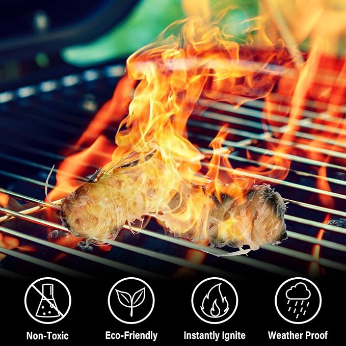 HGD Natural Fire Starters (50pcs) - Weather-Resistant Charcoal Starters for Indoor Fireplace, BBQ, Campfire, Wood Stove, Chimney, Fire Pit, Grill & Outdoor Use - Easy Lighting