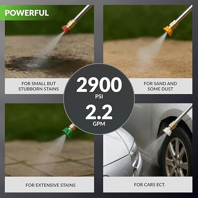 Giraffe Tools Grandfalls Pressure Washer, Max 2900 PSI, 2.2 GPM Electric Wall Mounted Power Washer with 100ft Retractable Hose, Foam Cannon, 4-Nozzles for Car/Driveways/Patios
