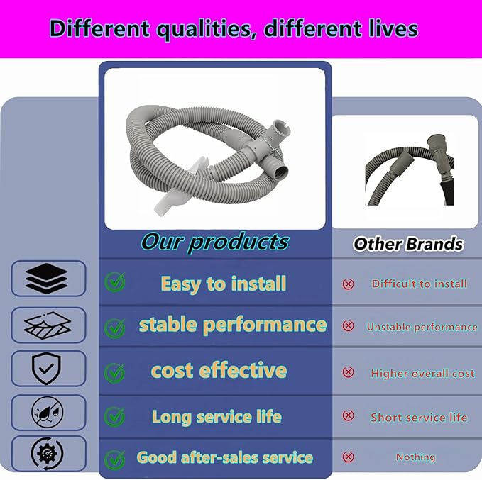 DC97-18682D Washer Drain Hose Assembly Replacement for Samsung Clothes Washer Drain Hose Compatible with DC97-18682B DC97-18682C DC97-18682E