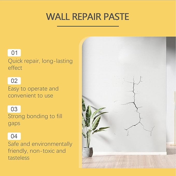 Wall Crack Filler - Home Improvement Crack Fix, Ceiling Mending Paste, Quick Drying, Home Repair, Improvement Tool, Filler Paste for Walls, Ceilings, Maintenance, 2.17x6.42 Inches