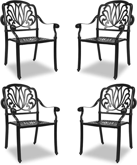 Outdoor Dining Chairs 4 Pieces, Cast Aluminum Metal Patio Chairs Set of 4, Conversation Furniture Set