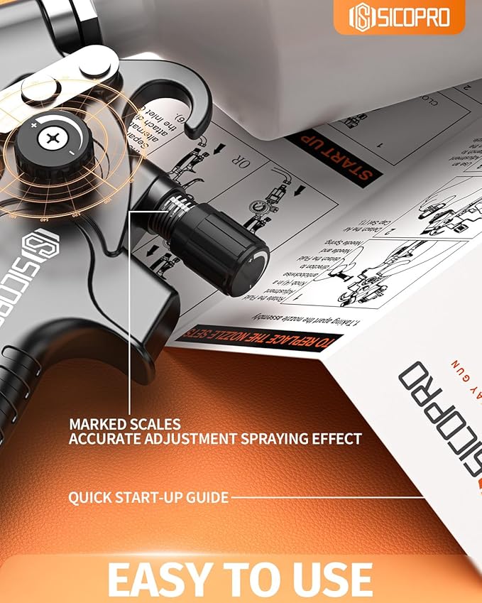 HVLP Paint Sprayer Gun, Air Paint Sprayer for House Painting, Cars, Paint Guns Automotive, 1.4/1.7/2.0mm 15 Nozzle Holes, Varnish and Top Coat, Air Regulator