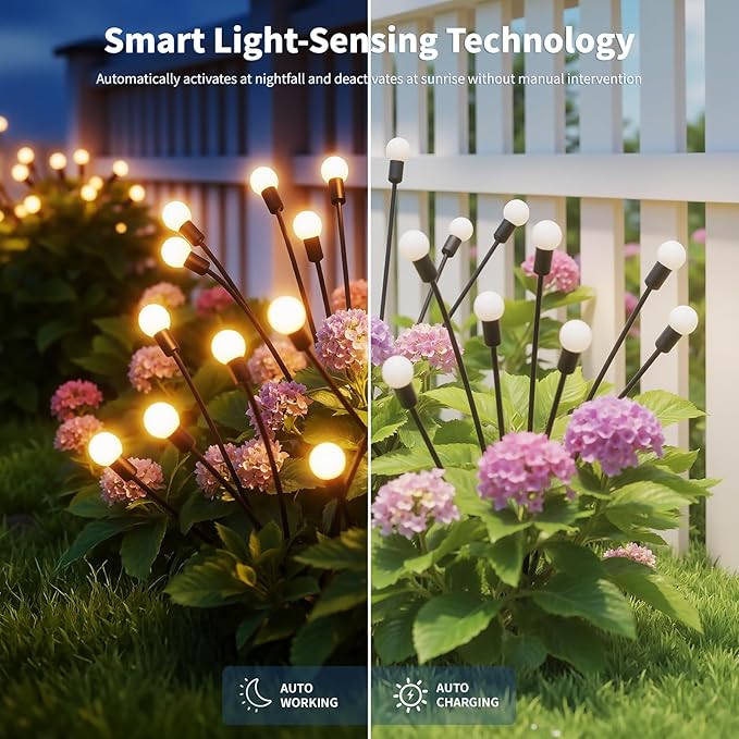 Outdoor Solar Lights Waterproof (8 Pack, 80 LED), Fairy Garden Decor, Fairy Tale Courtyard Decor, Firefly Lights, Solar Garden Lights, Solar Landscape Lights, Gifts for Women Who Have Everything