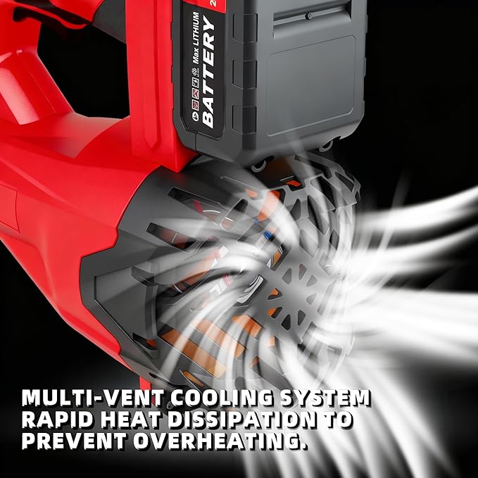 Cordless Leaf Blower 6-Speed Modes 21V,200MPH High-Velocity Electric Blower,Lightweight Design for Dry/Wet Leaves,Lawn Debris,Garage and Driveway Cleaning,Red