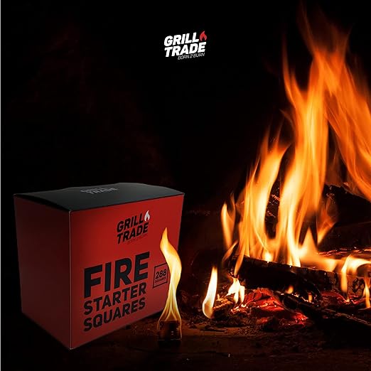 Grill Trade Fire Starters for Wood Stove - Fireplace Starter- Fire Starter Squares- 288 Pieces Fire Starters for Fireplace, Campfires, Grill, Fire Pit, Barbeque - Indoor Outdoor Fire Starters