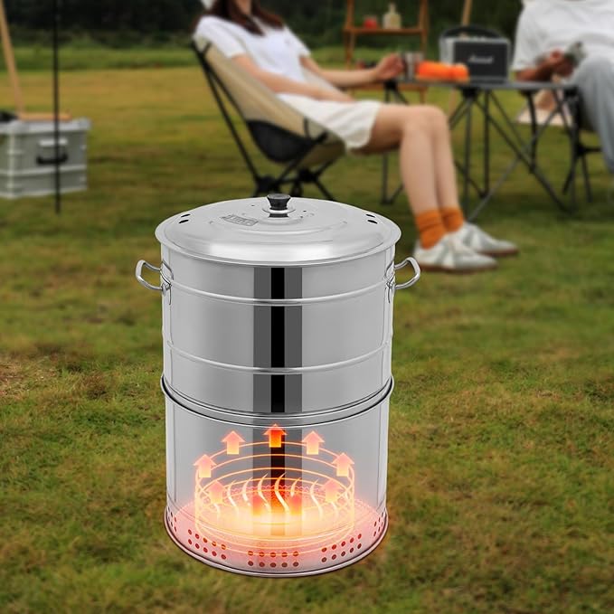 Large Smokeless Portable Charcoal Grills,Stainless BBQ Grill Barrel,Portable Barbecue Grill Allows 50 skewers,360° Rotating Outdoor Barbecue Grill for Indoors and Outdoors