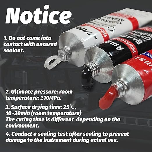 RTV Silicone Gasket Maker, High Temp Silicone Resist Oil, Anti-Freeze RTV Silicone Sealant for Engines, Gearboxes, Pumps, Superchargers (Black, 170g)