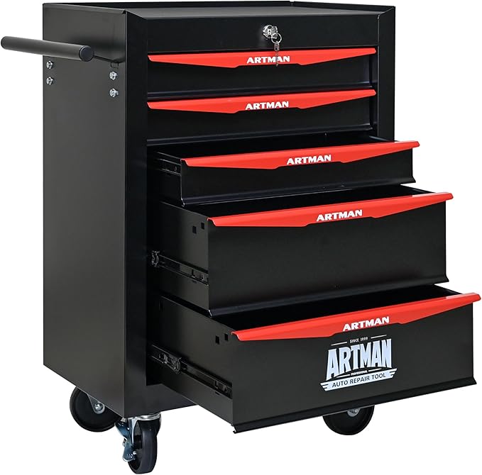 5 Drawers Tool Cart on Wheels, Multifunctional Rolling Tool Storage Chest, Drawers Rolling Trolley Organizer Tool Box for Warehouse, Garage, Workshop, Repair Shop (5 Drawers-30.5" H)
