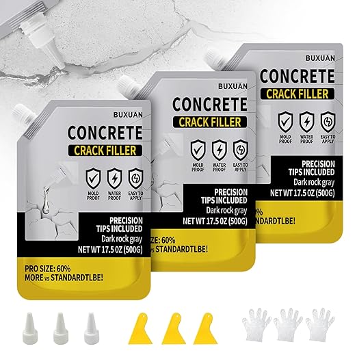Concrete Crack Filler, Cement Crack Filler Outdoor, Waterproof Repair Sealant, Quick-Drying Sealing Adhesive, for Driveway, Walkway, Patio, Joint (3)