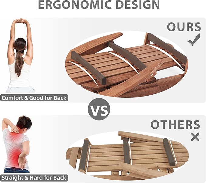 Outdoor Wooden Folding Adirondack Chair Set of 6 with Pre-Assembled BackRest, Wood Patio Chair for Garden Backyard Porch Pool Deck Firepit
