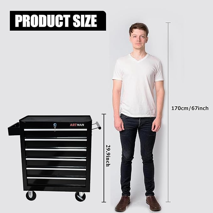 6 Drawers Tool Cart on Wheels,Multifunctional Rolling Tool Chest Tool Storage,Drawers Rolling Tool Trolley Organizer Tool Case for Garage,Warehouse,Workshop,Repair Shop