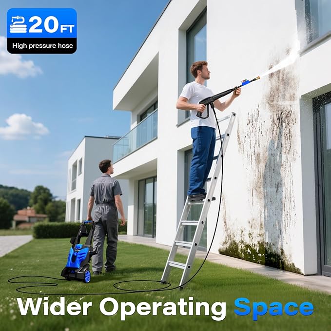 Pressure Washer, Power Washer with 4 Nozzles and Foam Cannon, High Pressure Cleaning Machine for Cars, Driveways, Fences, Patios, Home Cleaning.