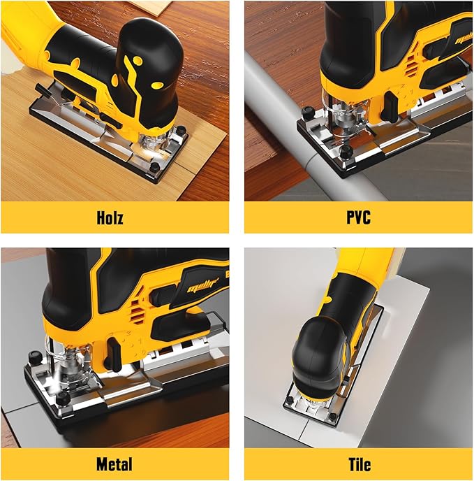 Cordless Jig Saw Compatible with Dewalt 20V MAX Battery (Tool Only), Brushless Orbital Tool w/ 3800 SPM Blade Speed, 6 Variable Speed, Bevel Angle (0°-45°), 4 Orbital Settings, LED Light