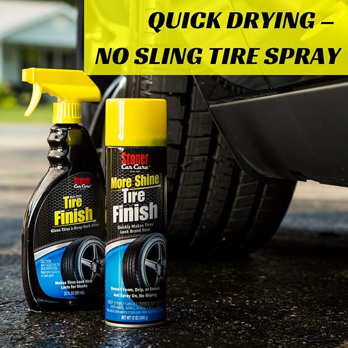Stoner Car Care 91094 More Shine Tire Finish – Tire Shine Spray for a Deep Matte Black Finish with Long-Lasting Rain-Resistant Protection, Non-Greasy No Sling – 12 oz (Pack of 1)