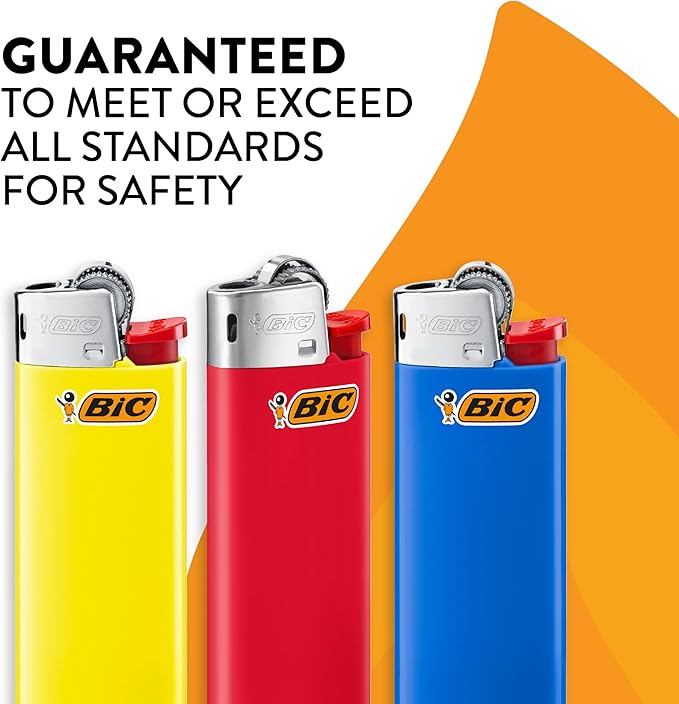 BIC Mini Pocket Lighters, Assorted Bright Colors, 50-Count Tray, Safe and Reliable Child-Resistant Lighters