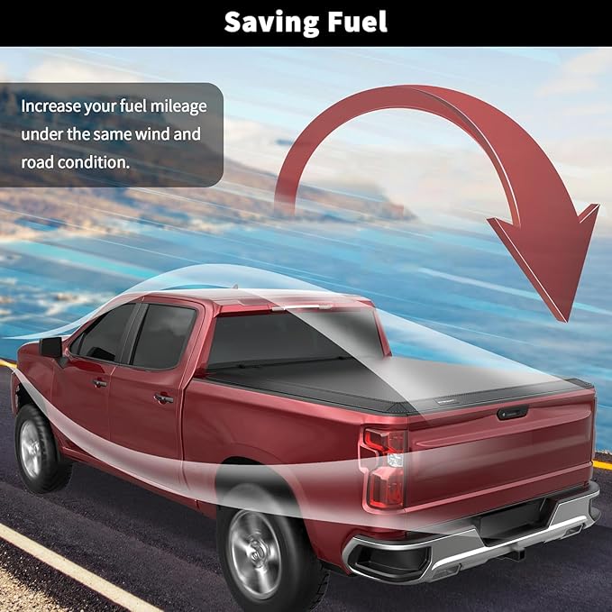 Soft Roll Up Truck Bed Tonneau Cover Compatible for 2019-2024 2025 Chevy Silverado/GMC Sierra 1500 Fleetside New Body Style 5.8FT 69.3Inch
