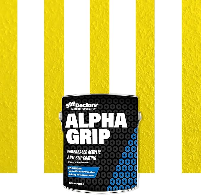 Alpha Grip Non-Slip Paint for Concrete & Asphalt – Non-Skid Coating Ideal for Striping Parking Lots, Playgrounds & Pavements (Yellow, Quart)