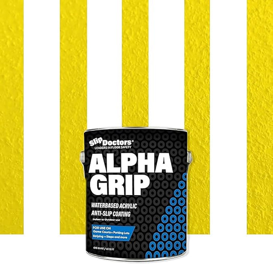 Alpha Grip Non-Slip Paint for Concrete & Asphalt – Non-Skid Coating Ideal for Striping Parking Lots, Playgrounds & Pavements (Yellow, Quart)