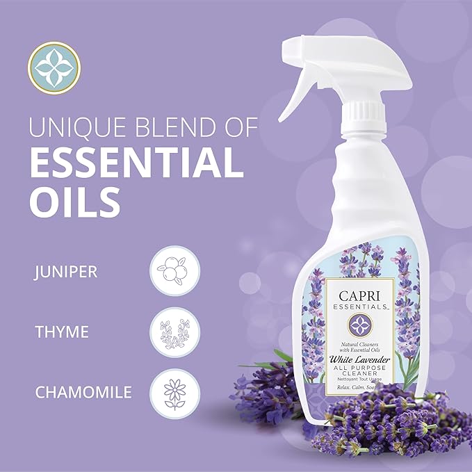 CAPRI ESSENTIALS APC, Household Dust Remover, Kitchen Counter Surface Spray, Removes Grime, Blend of Essential Oils, White Lavender, 23 FL Oz