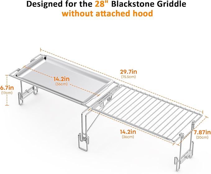 Stanbroil Griddle Warming Rack and Tray for 28" Blackstone Griddle - Foldable Cooking Grate BBQ Accessories Compatible with 28" Blackstone Griddle (Not Work with Hood)